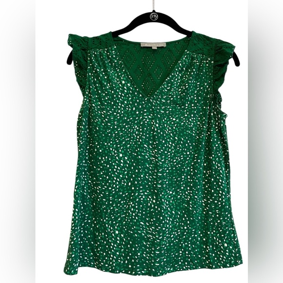 Daniel Rainn Tops - Daniel Rainn Green dot pattern short sleeve blouse size XSP